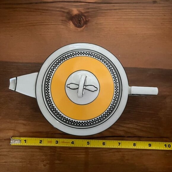 Elegant Art Deco-Inspired Henrich HC Selb Porcelain 12oz Teapot w/ Saucer Yellow - Picture 5 of 6